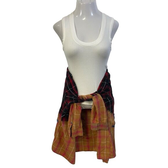 Upcycled Flannel Shirt Shacket Womens 1X Country Music Grunge Patchwork Folk Art - Picture 5 of 10